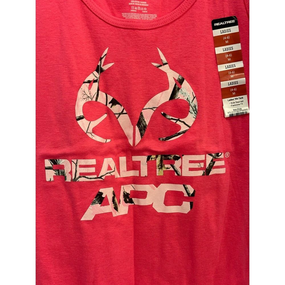 Realtree Women's Medium 4/6 HOT PINK Camo Rib Tank Top New with tags - Picture 3 of 5
